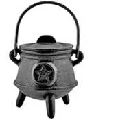 Iron Incense Resin Burner in Black Finish Iron Cauldron and Charcoal Burner Candle Holder with Handle