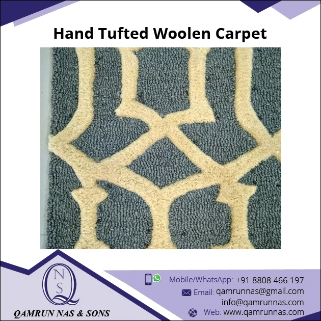 Decorative 100% Wool Tufted Carpet in yellow color beautiful design carpet for bulk order available in stock