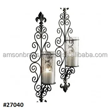 Wrought Iron One Light Wall Sconce Candle Holder