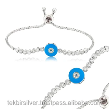Wholesale Sterling Silver 925 Jewellery Adjustable Bracelet with Zircon