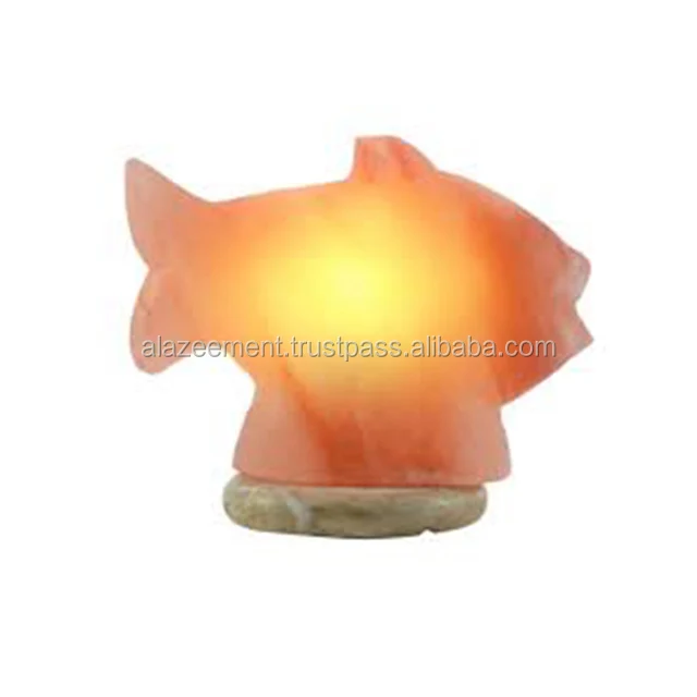 Handcarved Fish Shape Pink Crystal Salt Stone Decorative Lamp Himalayan Rock Salt Lamp Crystal Carved Rock Salt Lamp For Gifts