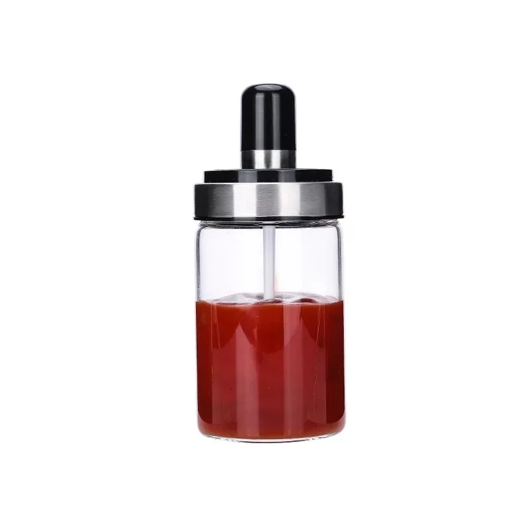 Thick Glass Oil Vinegar Seasoning Bottle Glass Food Storage Spices Jar Container with PP Lid