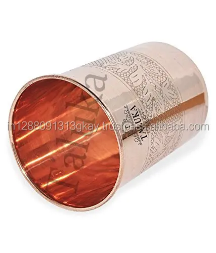 Handmade embossed etching 12 oz copper stainless steel drinking glasses