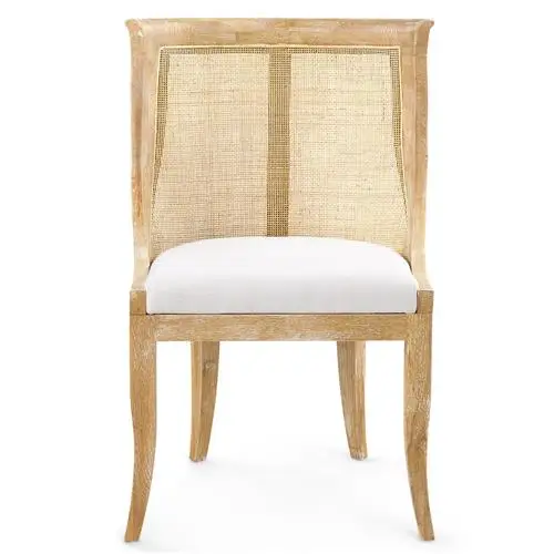 French Country Limed mango Curved Cane Side Chair