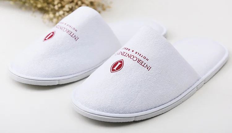 Premium Quality Luxury Custom Logo Comfortable Cotton Terry Eva Hotel Slipper