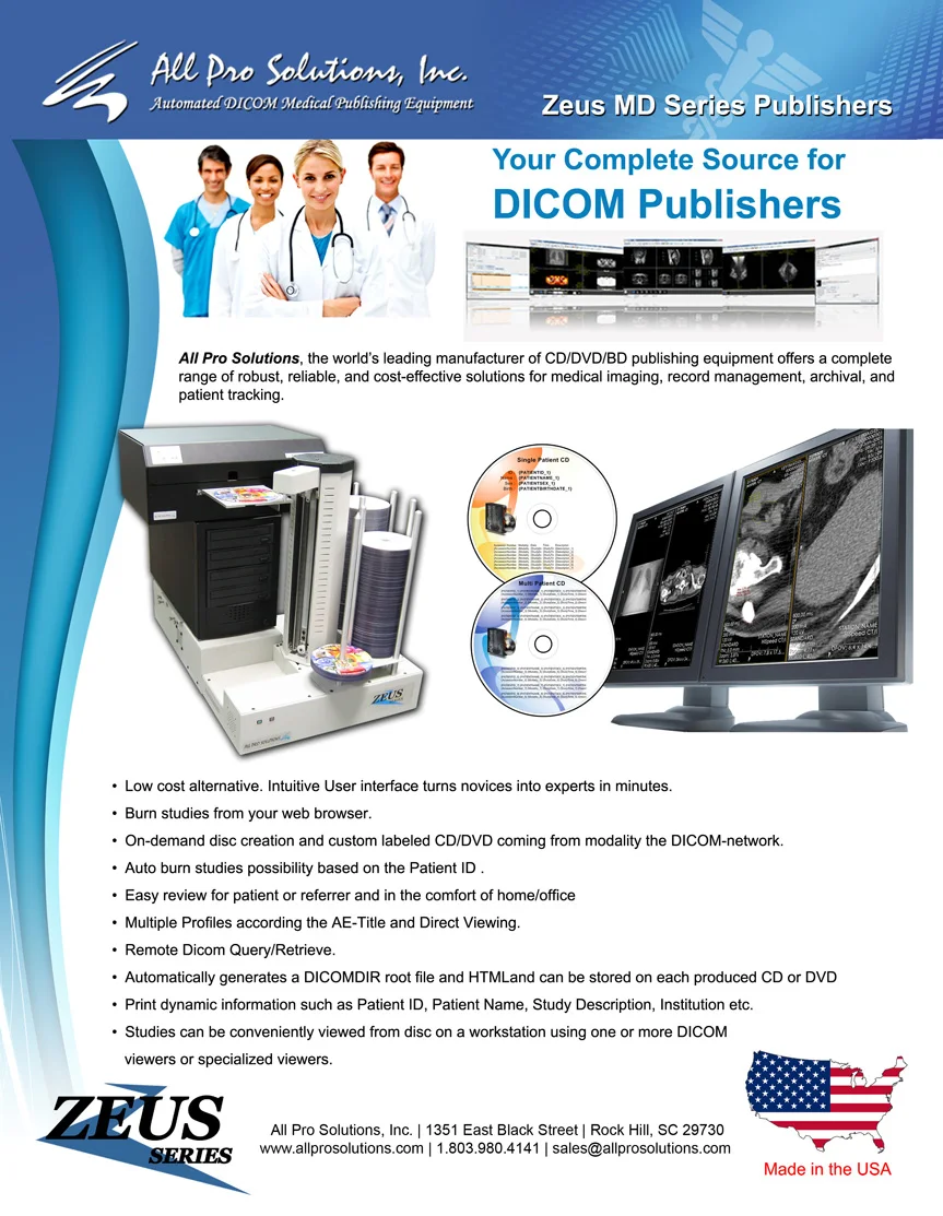 Automated 2-drive CD DVD Duplicator & Printer for Medical DICOM Images w/ Built-In PC & 220 Disc Capacity