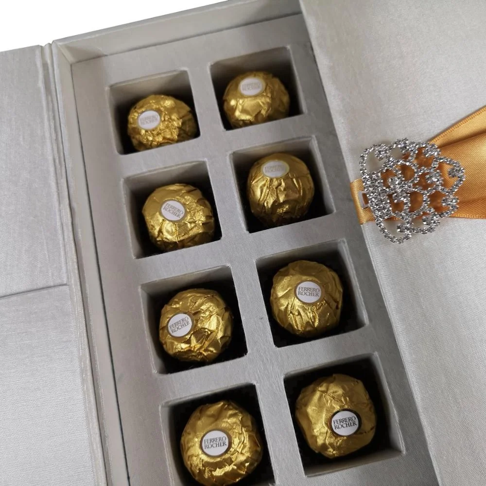 Chocolate Tray Silk Box For Luxury Wedding Invitations