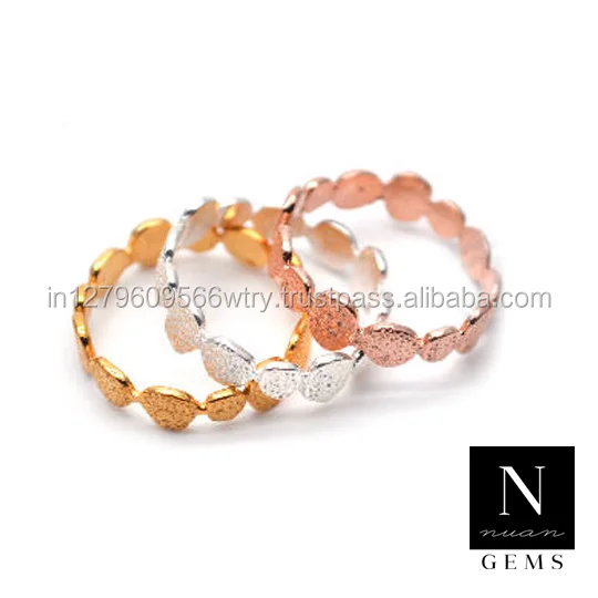 Brass Gold Plated Stackable Hammered Statement Brass Rings