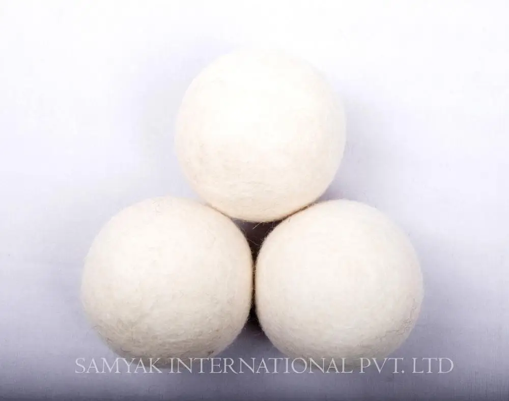 Top Selling Plain White Felt Laundry Dryer Balls Merino Wool washing balls customize packaging