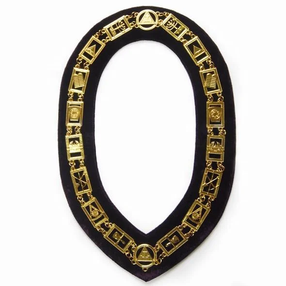 Воротник с цепочкой Masonic Regalia Royal Arch-Золотой/Серебряный на фиолетовом + Бесплатный