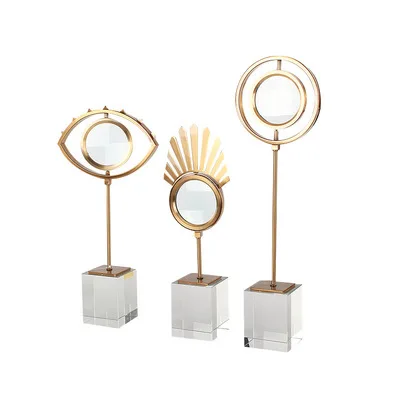 
Wholesale Elegant Creative Golden Crystal Eyes Art Craft Design Moulding Modern Interior Home Decoration Accessories For Home De 