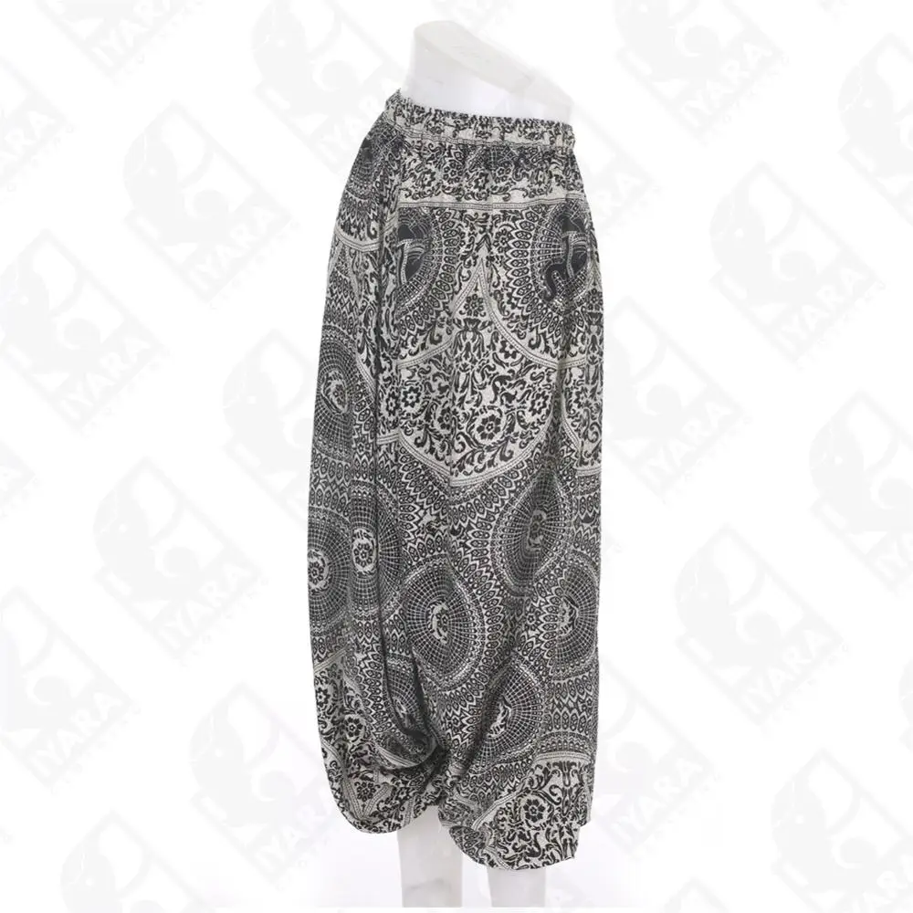 Hmong Tribal Rayon Khaki Harem Pants Boho Hippy