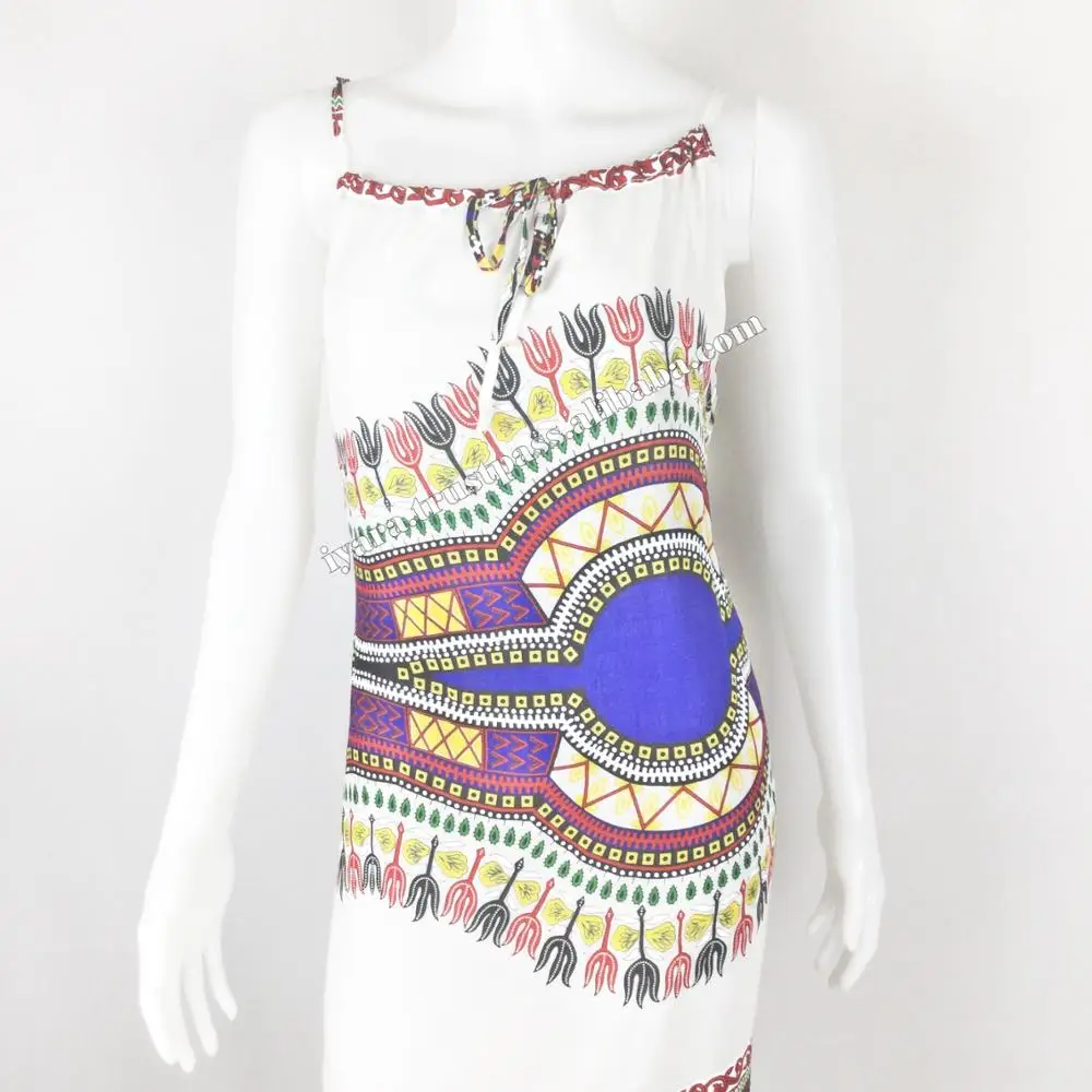 Spaghetti Sleeve Traditional African Dashiki Print Dress