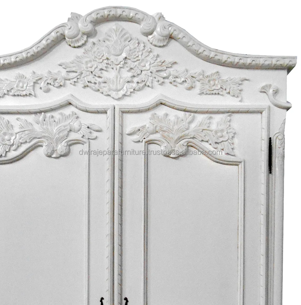 Home Furniture Wardrobe Rococo Style - White French Furniture Wardrobe Indonesia