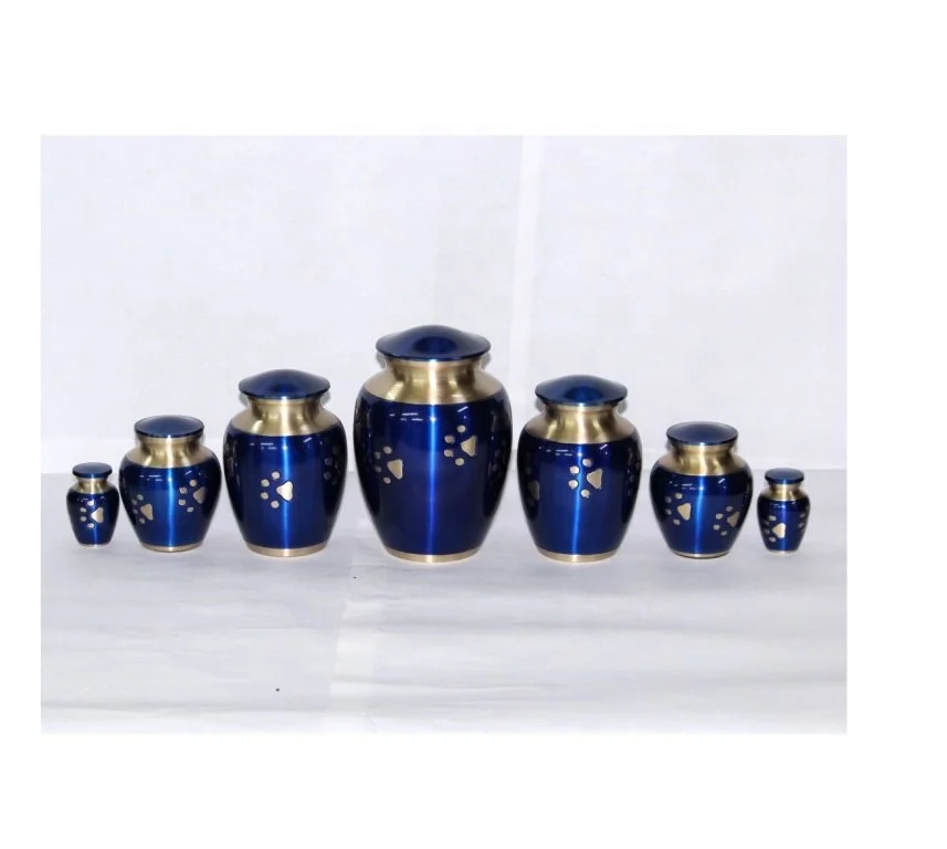 Wholesale Designer Blue Paw Print Pet Cremation Urns for Pet ashes
