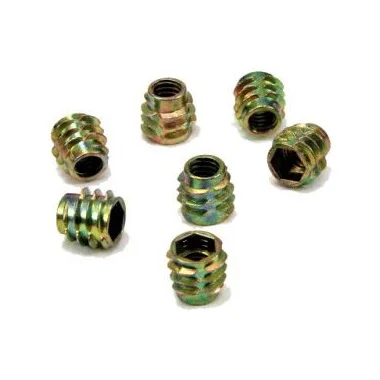 Hex thread insert nut for wood furniture insert molding