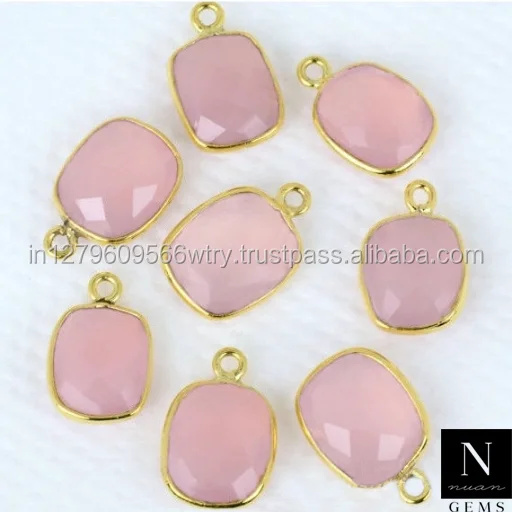 10x12mm gemstone connector 24k gold plated octagon shape single bail link supply