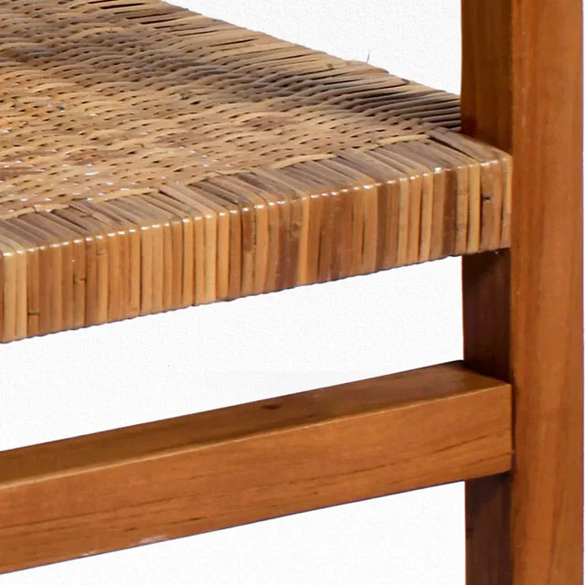 Natural Teak Wood Rattan Chair with Peel Woven Style Leisure Chair for Home Interior