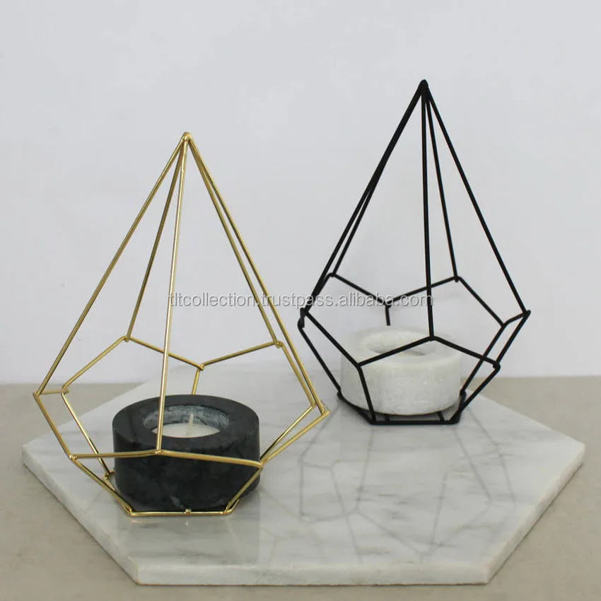 Home Decor Metal Wire Geometric Copper Candle Holder,mini Geometric Votive Tealight Metal Brass Candle Holder