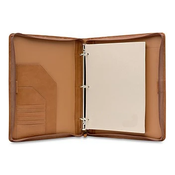 PU Leather Ring Binder With Card Pockets / Office Supplier Presentation Folder Ring Binder / Metal 3 Ring Binder