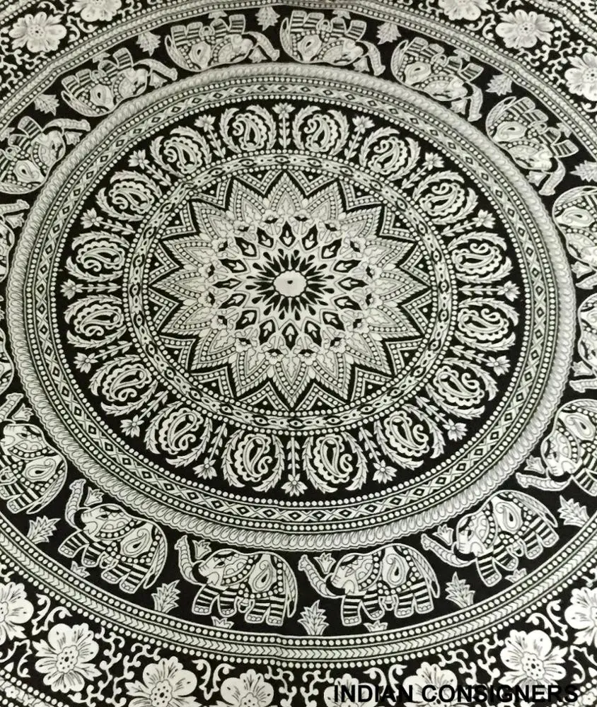 Beach Towel Yoga Mat Black Roundie Hippie Mandala Tapestry Wall Hanging Handmade Home Decor Beautiful