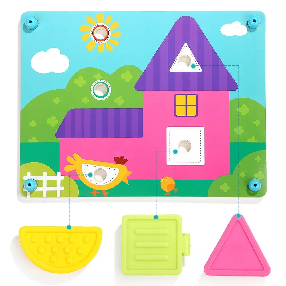Topbright 2019 Educational Wooden DIY Mushroom Insert Nails Puzzle board game Toy for kids 130895