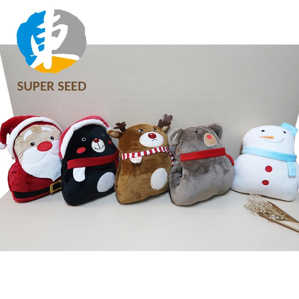 2019 Cute 2 n 1 blanket with Christmas Santa Claus blanket with pillow