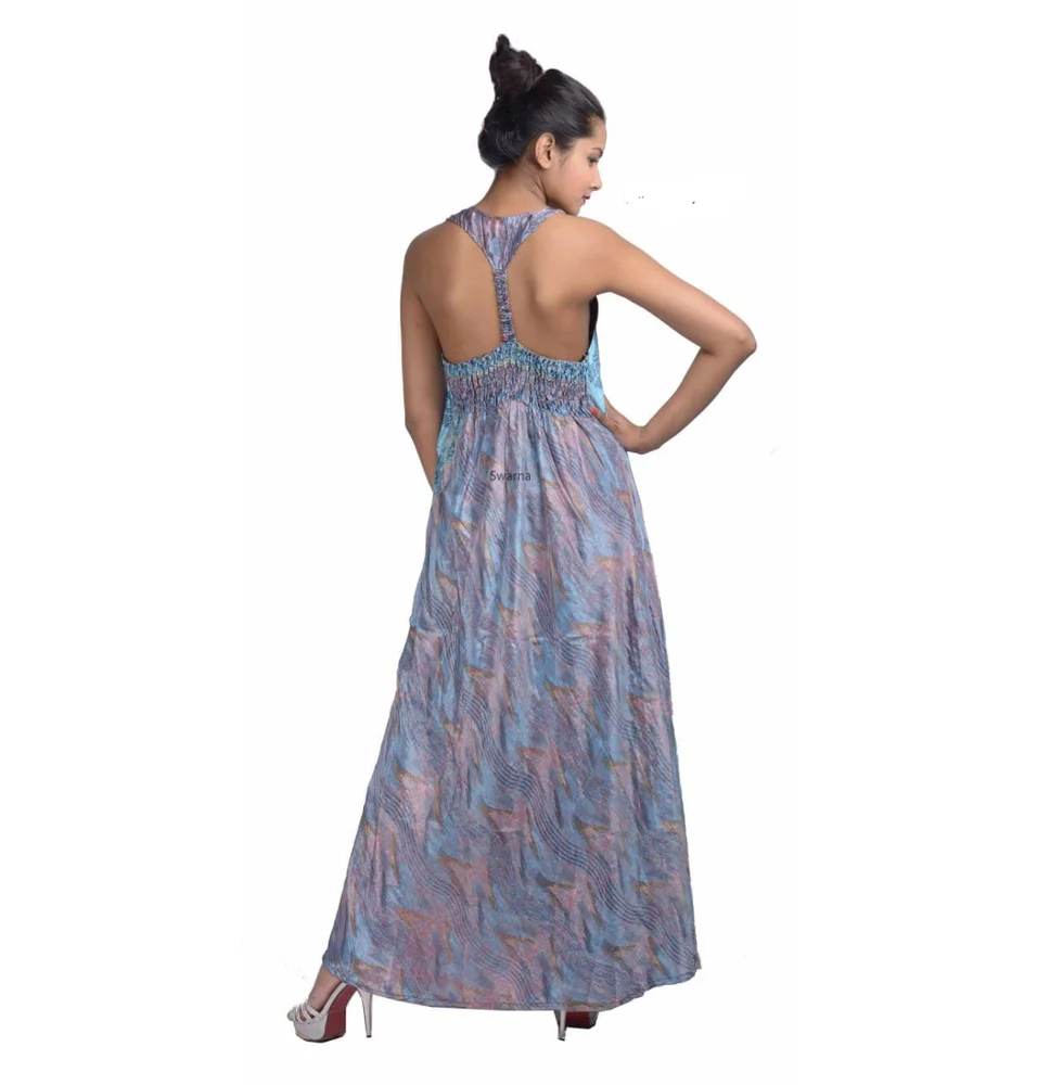 Unique Fresh Handmade Designer Ladies Wear Silk Sleeveless Maxi Dress