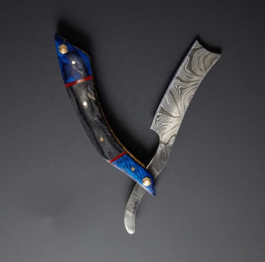 Professional Damascus steel high quality barber straight razor for shaving