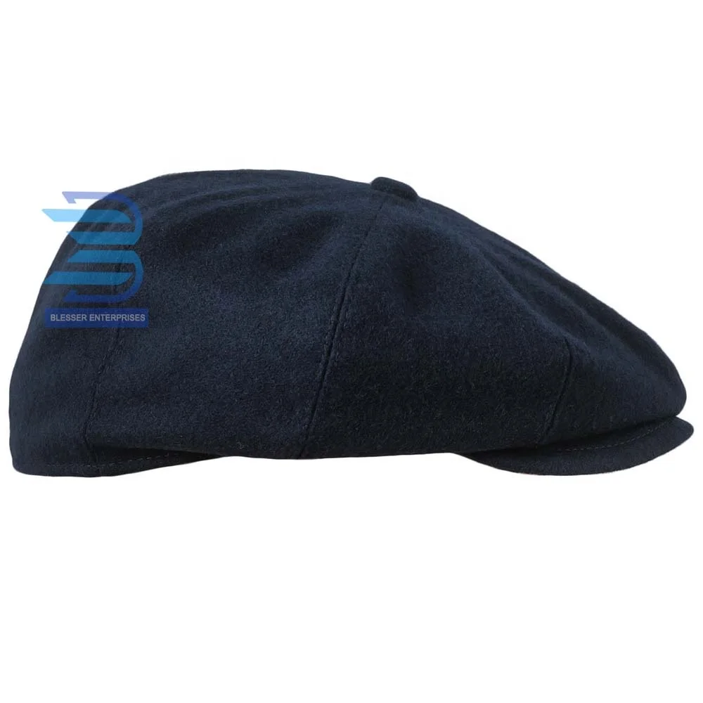Wholesale Factory price Custom Branding Peaky blinders hat Navy Blue Tweed Irish Newsboy hat