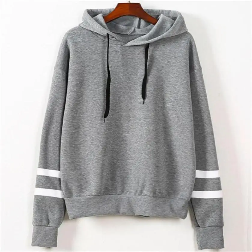 
Women Slim Fit Zip Up Stripe Panel Top Hoodie/O neck plain women hoodie 