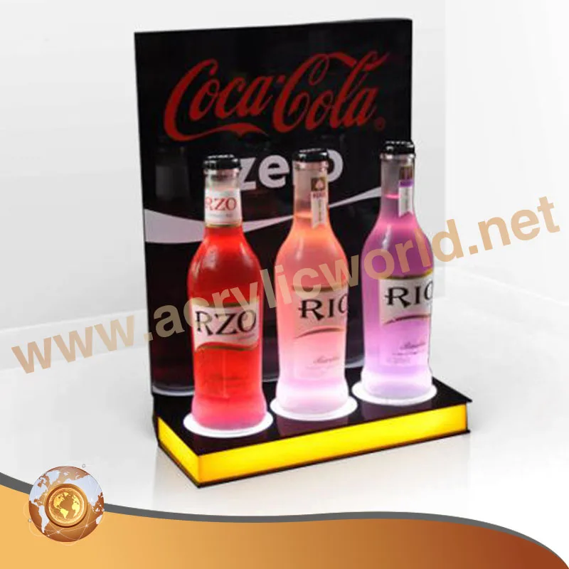 led light bottle holder bar shelf / bar liquor bottle stand / led acrylic wine bottle display rack