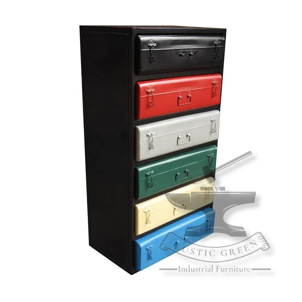 Industrial Vintage Metal Tall Chest of Drawer