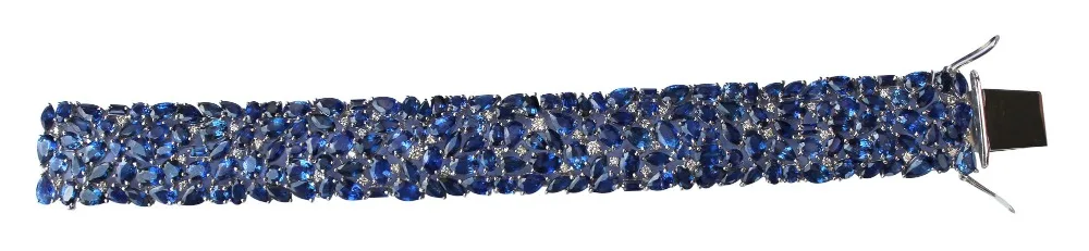 18k white gold diamond blue sapphire gemstone bracelet