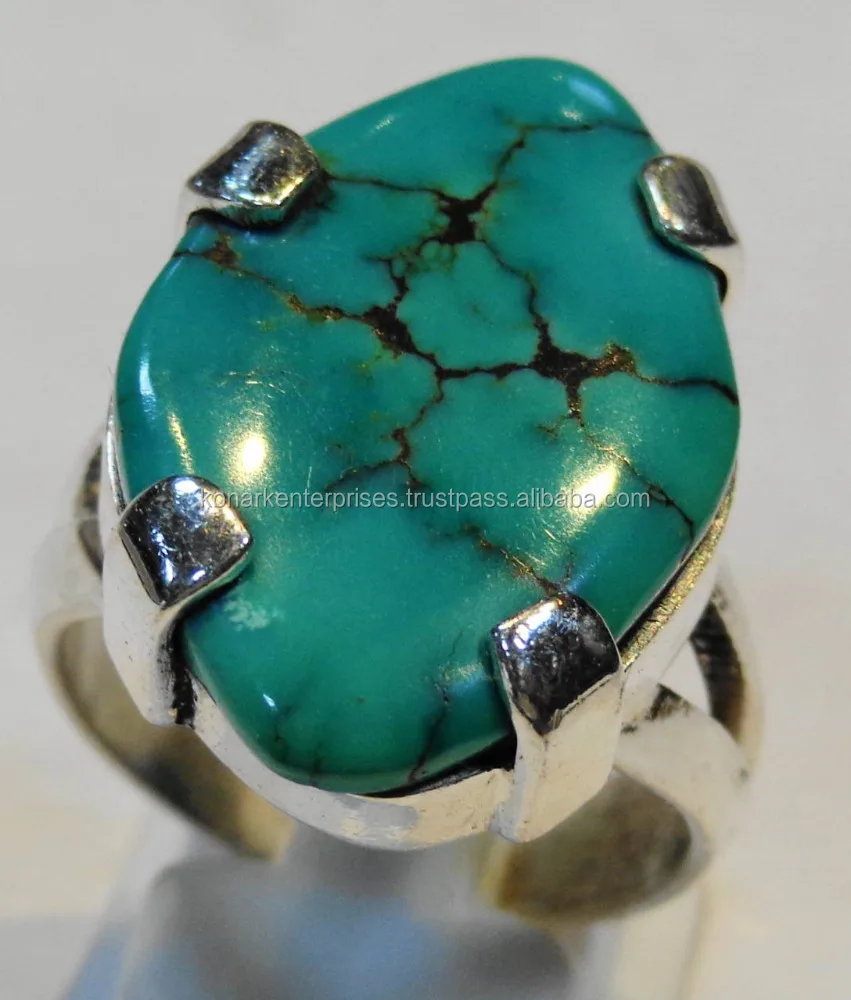 Modern Design Turquoise Gemstone Handmade Ring 925 Sterling Silver Jewelry Wholesale Factory Price