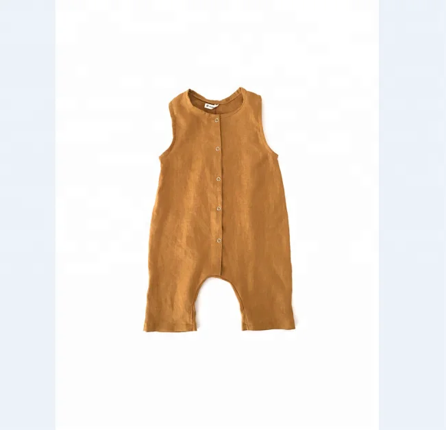 Mustard Linen Romper Summer Clothes Gender Neutral Baby Outfit Baby Girl Linen Dress