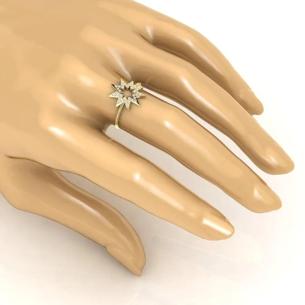 Starburst Symbol Designer Diamond Ring For Women in 18kt White Rose Yellow Gold 1.69 Gram Fine Jewelry