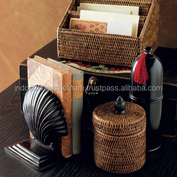 Eco-friendly natural rattan desk organizer, letter holder