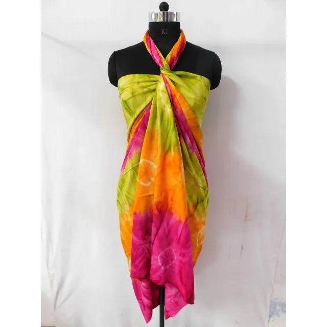 Women Beach Wear Tie Dye Rayon Fabric Sarong Pareo