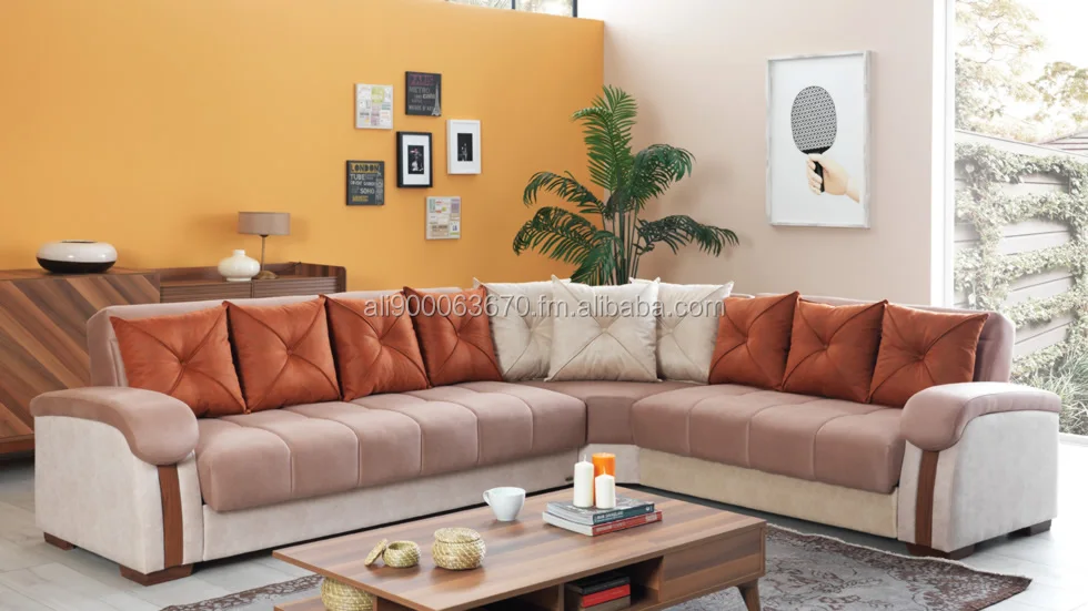 
Turkey Suppliers Wholesale Modern Furniture L-shaped corner sofa, sleeping sectional sofa set with chaise lounge 