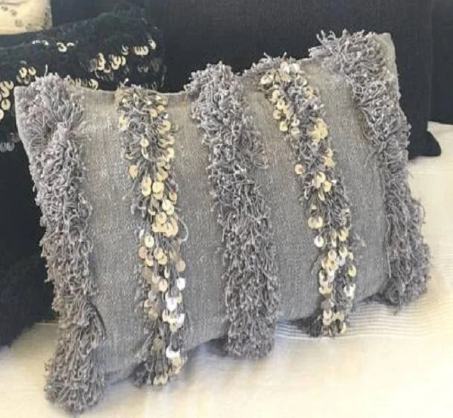 
Grey Moroccan Handmade Handira Wedding Pillows Covers 