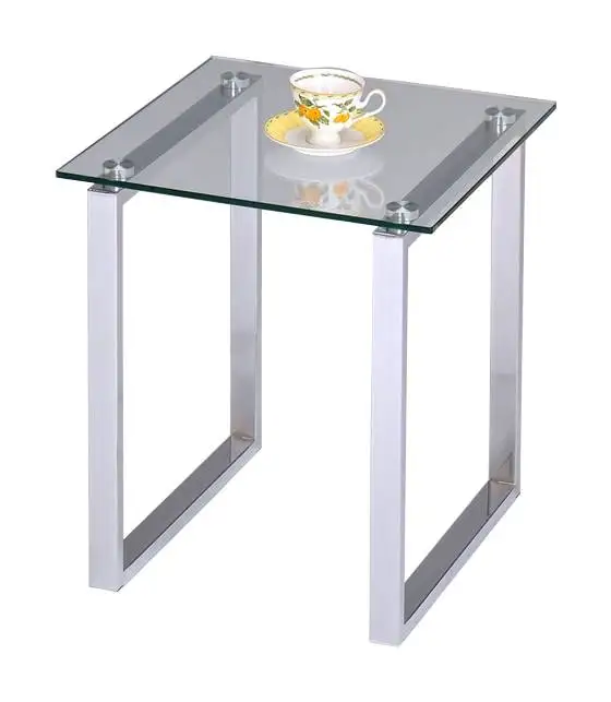 Modern Side Table Metal Legs for Square Glass Coffee Table
