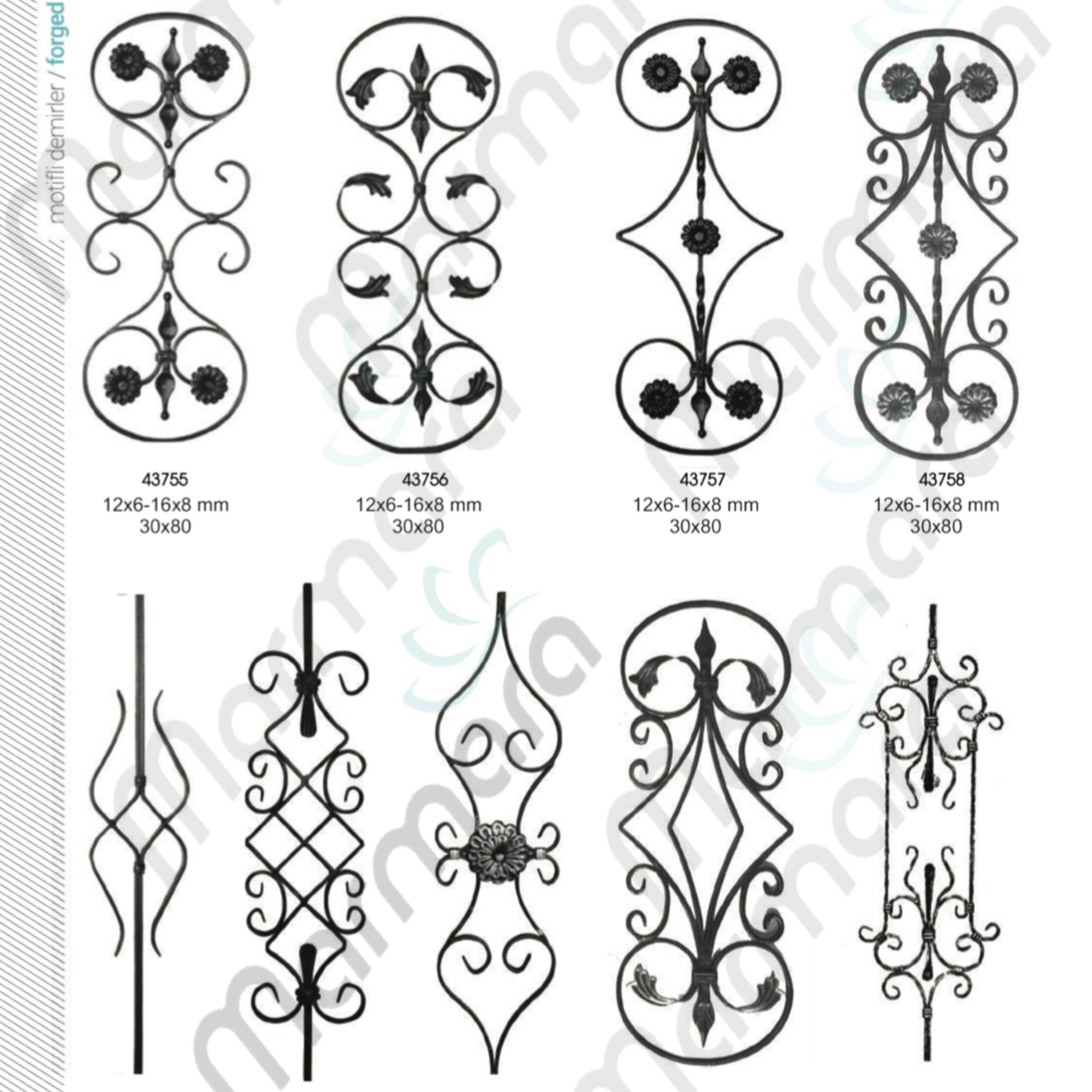 Wrought iron fence Decorative Panel ornamental Turkish Made Component - Marmara