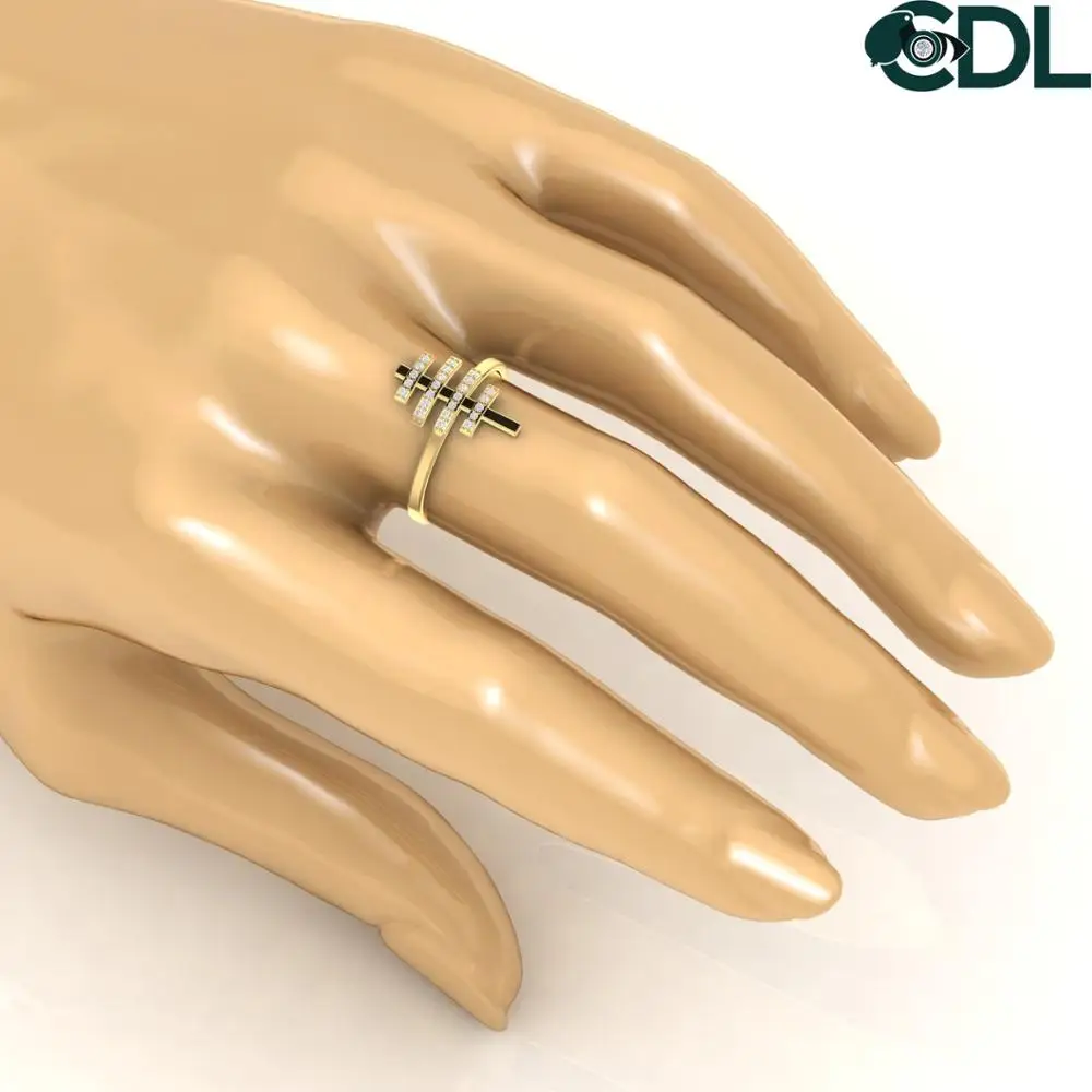 Hobo Symbol Real Diamond Ring 18kt Yellow White Rose Gold 1.81 Grams Fine Jewelry For Women