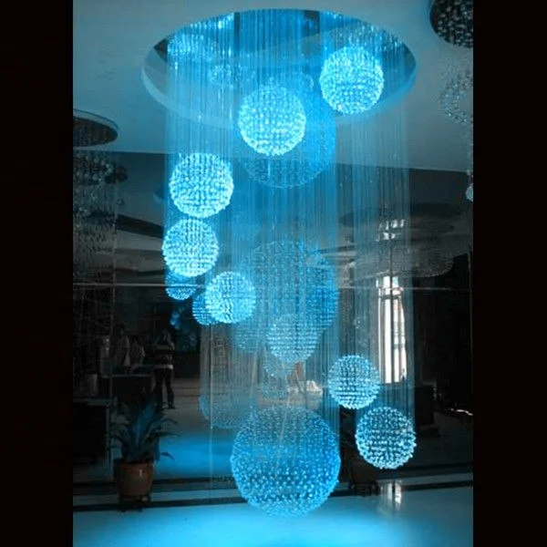 LED color changing fiber optic chandelier lighting modern crystal