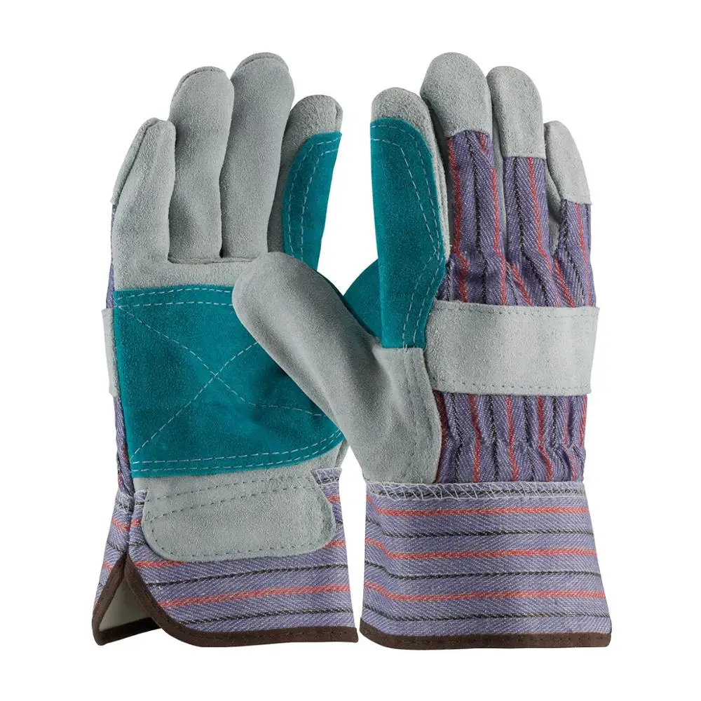 Cow Split Leather Double Palm Leather Safety Work Gloves Heavy Duty Industrial Safety Working Canadian Rigger Gloves for Hand