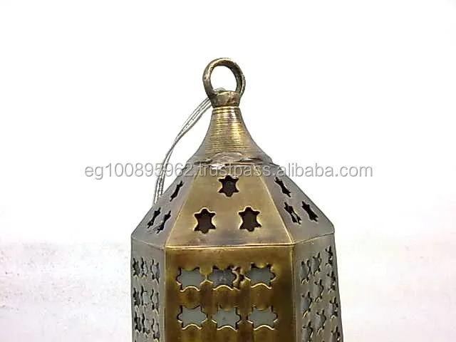 Cast Brass Egyptian Ramadan Lamp Lantern Star Pattern