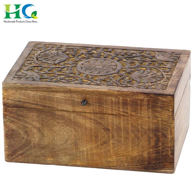 OHM design Wooden Box Decorative Gift/Wooden Dry Fruit Box with Hindu Ohm Design / Wooden Small Storage Box
