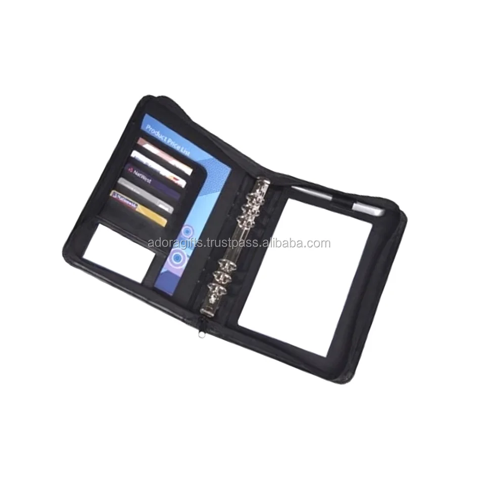 Top Leather Professional Portfolio A4 Compendium With Card Holder / PU Leather Business Office File Folder A4 Leather Compendium