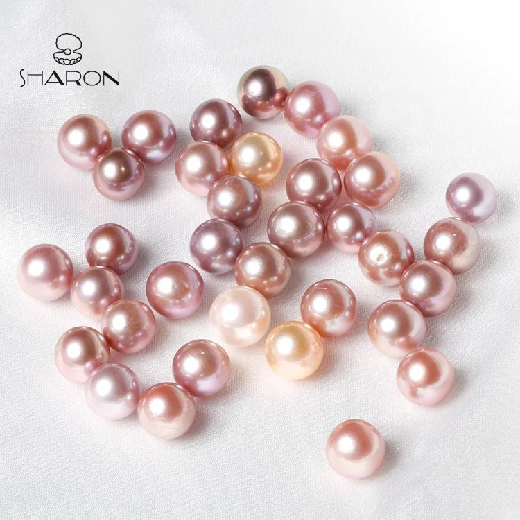 High Quality 10-12mm A Cultured Freshwater Round Pink Lavender Edison Pearls For Sale